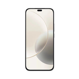 Honor 90 Lite 5G smartphone in Velvet Grey displaying home screen with minimalist beige and grey abstract design, front-facing view with pill-shaped camera notch and rounded edges