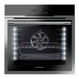 Hoover HOAZ7173INWF/E stainless steel built-in single oven with WiFi connectivity, featuring interior convection fan, LED lighting on sides, digital display showing 07:39, and chrome handle on black glass door