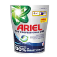 Ariel Professional All In 1 laundry pods pack featuring green and red branding with blue liquid capsules visible through transparent packaging, labeled as effective on greasy stains with 100 pack quantity for professional use