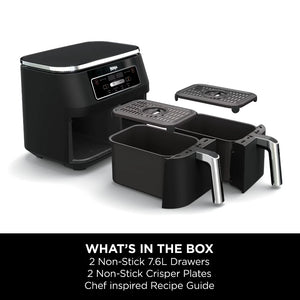 Ninja Foodi 4 in 1 Dual Zone Air Fryer 7.6 LItre - Black | AF200UK