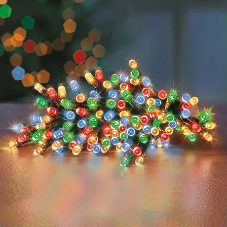Premier 200 LED Battery Christmas Lights with Timer - Multi Coloured | FLB112384M
