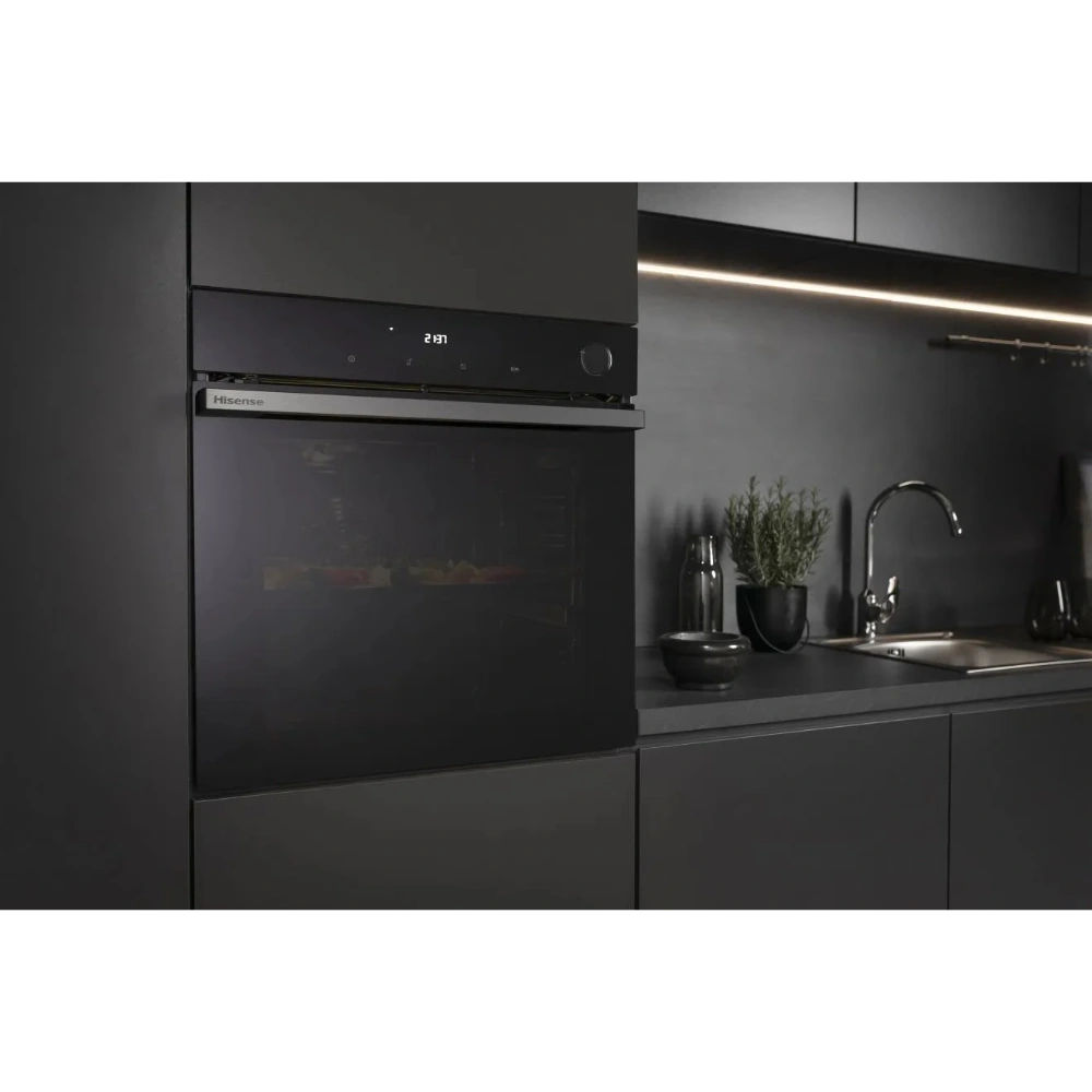 Hisense Hi6 BlackLine AirFry Electric Pyrolytic Steam Smart Single Oven - Jet Black | BSA66346PDBGUK
