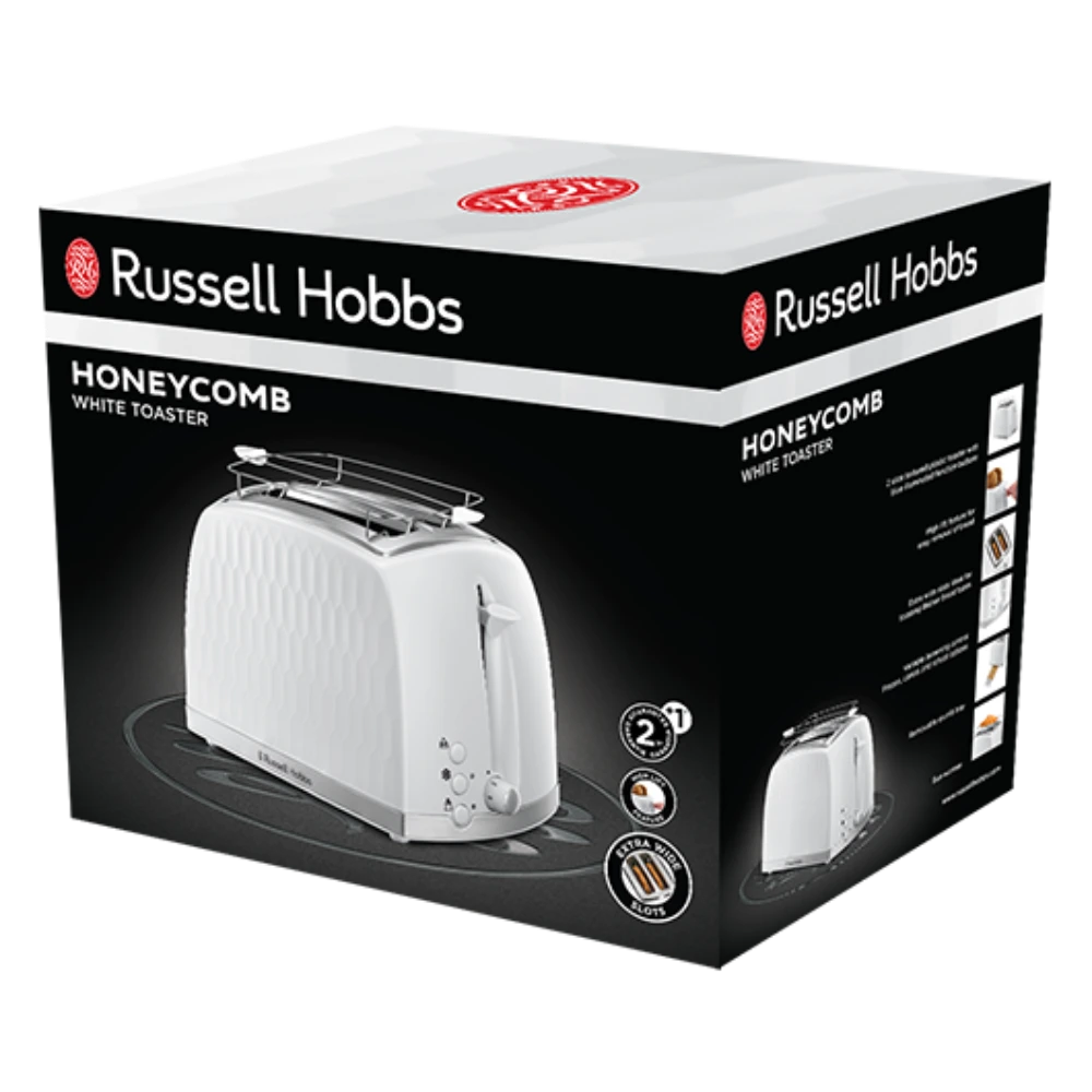 Russell Hobbs Honeycomb 2 Slice Toaster - White | 26060
