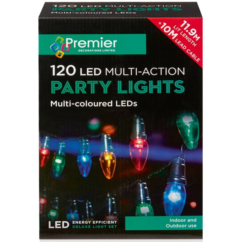Premier 120 Multi-Action LED Party Christmas Lights - Multi-Coloured