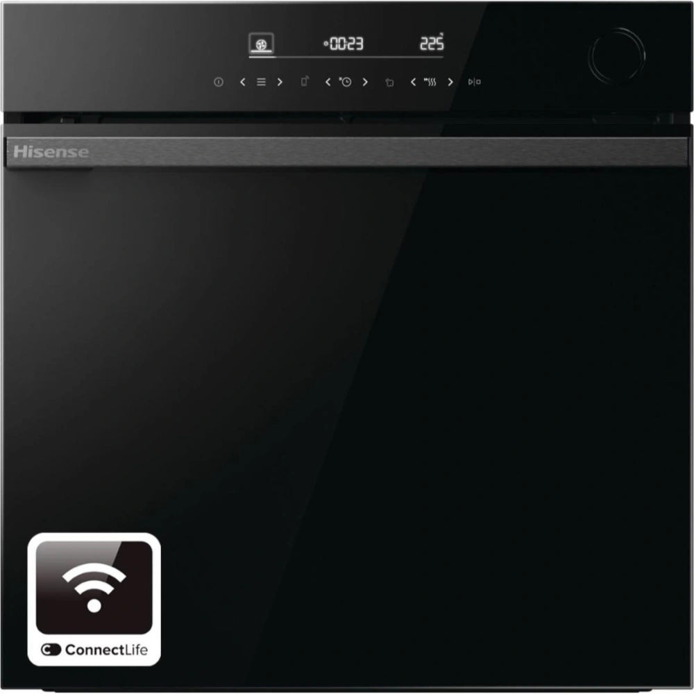 Hisense Hi6 BlackLine AirFry Electric Pyrolytic Steam Smart Single Oven - Jet Black | BSA66346PDBGUK