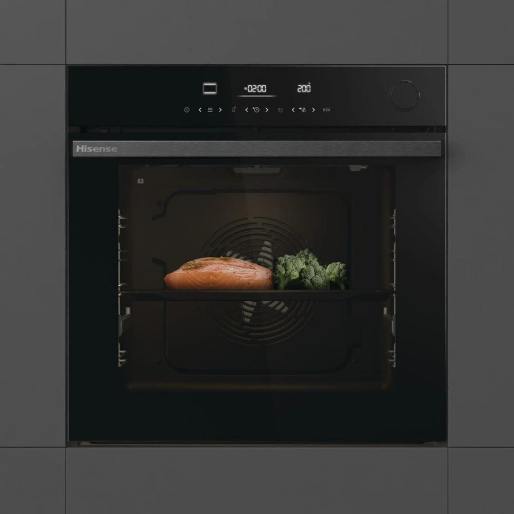 Hisense Hi6 BlackLine AirFry Electric Pyrolytic Steam Smart Single Oven - Jet Black | BSA66346PDBGUK