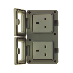 Powermaster Double 2 Gang Damp Proof Outdoor Socket | 1536-18