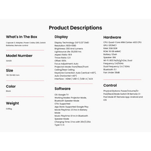 Nebula Capsule 3 1080p Mini Portable Projector with Stand - Black | N2425212