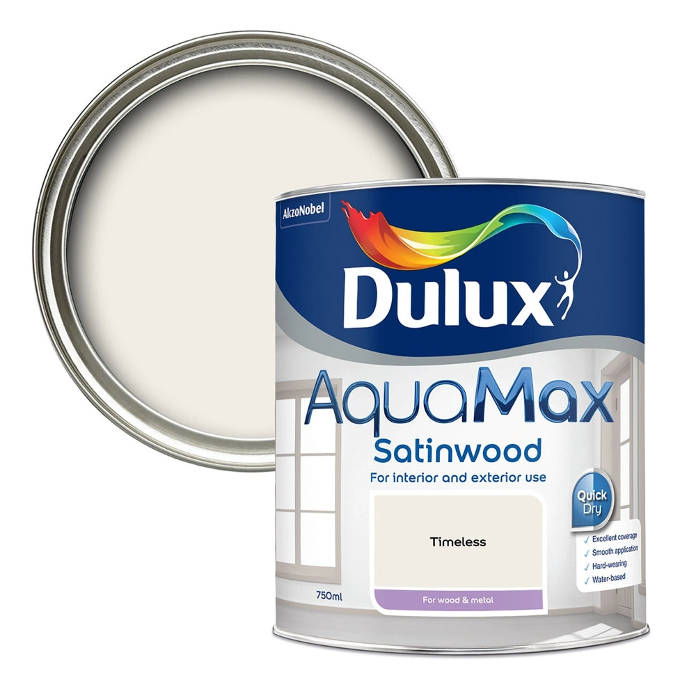 Dulux Aquamax Satinwood Water Based 750ml Wood and Metal Paint - Timeless