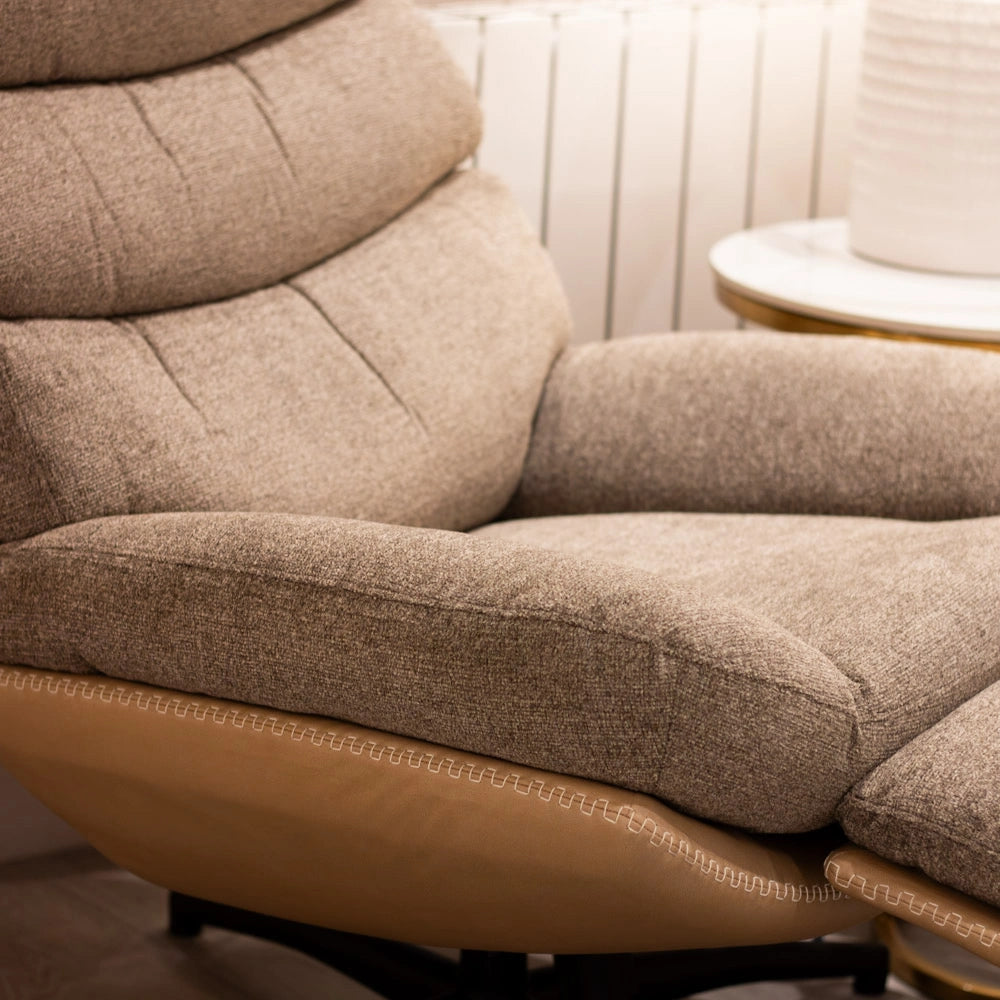 Tara Lane Khloe Rocking Swivel Chair with Stool - Latte | TL7105