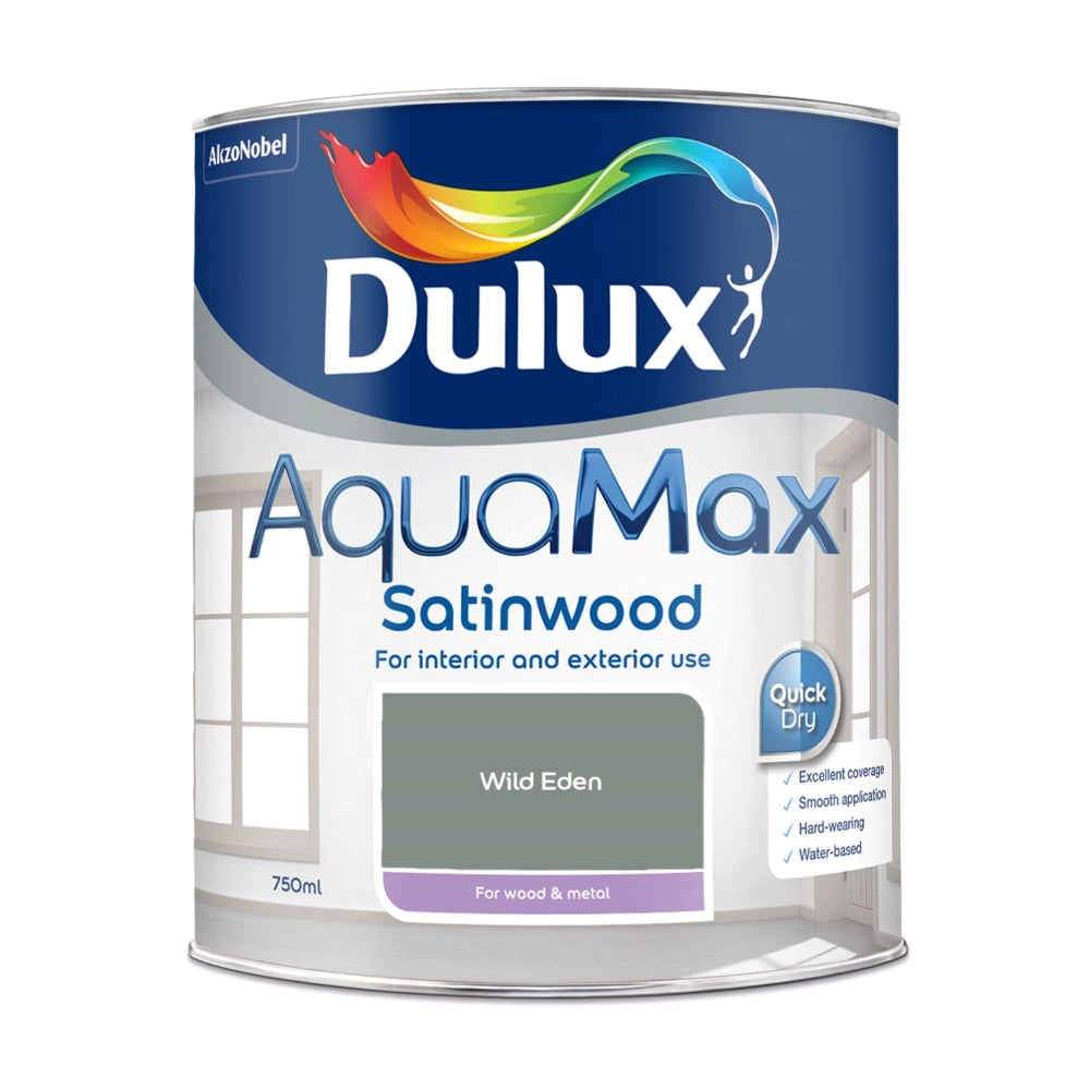 Dulux Aquamax Satinwood Water Based 750ml Wood and Metal Paint - Wild Eden | 5918730