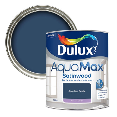 Dulux Aquamax Satinwood Water Based 750ml Wood and Metal Paint - Sapphire Salute