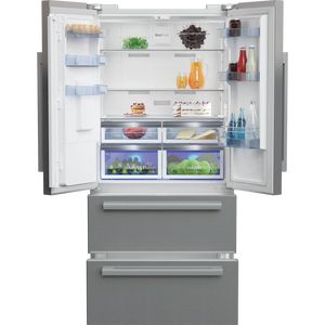 BEKO HarvestFresh 4 Door American Style Fridge Freezer - Brushed Steel | GNE460520DVPX
