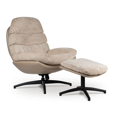 Tara Lane Khloe Rocking Swivel Chair with Stool - Biscuit | TL7104