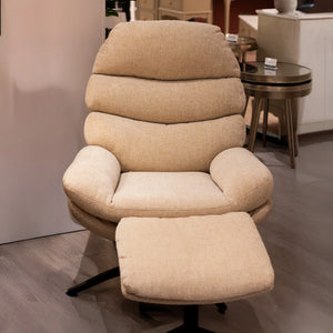 Tara Lane Khloe Rocking Swivel Chair with Stool - Biscuit | TL7104