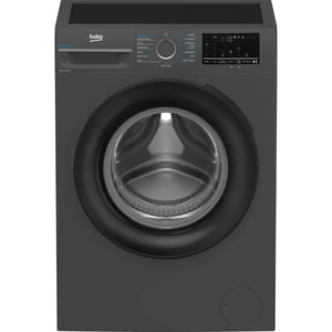Black Beko washing machine on a white background