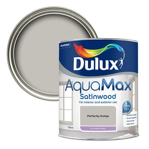 Dulux Aquamax Satinwood Water Based 750ml Wood and Metal Paint - Perfectly Greige
