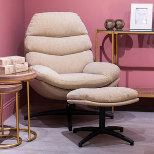 Tara Lane Khloe Rocking Swivel Chair with Stool - Biscuit | TL7104