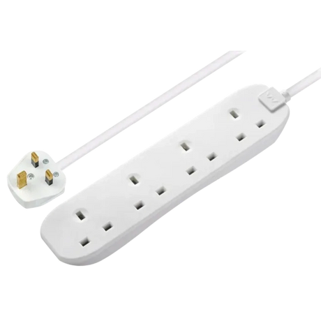 Masterplug 4 Socket 2 Metre Extension Lead - White | BFG210N-MP