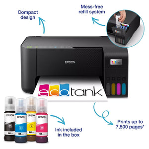 Epson EcoTank ET-2862 A4 3 in 1 Wireless Wifi Colour Inkjet Printer - Black | C11CJ67427