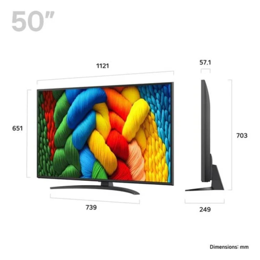 LG NANO81 50 Inch 4K Ultra HD HDR LED Smart TV (2025) | 50NANO81A6A.AEK
