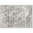 Miabella doormat 50cm x 70cm featuring a geometric herringbone pattern in light blue, grey and white with textured pile weave surface design