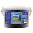 Chirpy Black Sunflower Bird Seed 3kg bucket with blue and white labeling featuring a robin bird image and product information