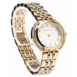Gold-tone stainless steel ladies watch with diamond bezel, white dial, diamond hour markers, and matching bracelet band by Newgrange Living