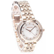 Rose gold Newgrange Living ladies watch with crystal-studded bezel and bracelet, white dial with rose gold hour markers, stainless steel case and link bracelet