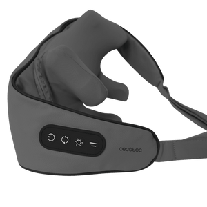 Gray neck massager with control panel on a green background