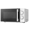 White 20 litre manual microwave with 700W power, featuring black interior cavity, chrome handle, and dual rotary control dials on the right side