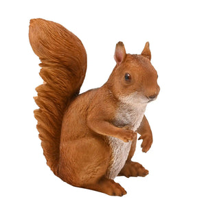 Naturecraft resin squirrel figurine in reddish-brown and white, 22cm tall, with detailed fur texture, upright posture and bushy tail, isolated on white background