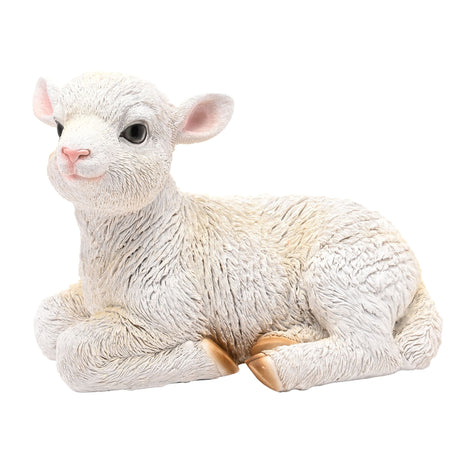 White lamb figurine on a white background