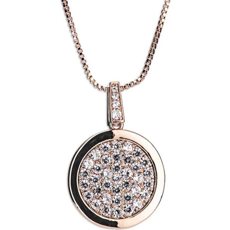 Newgrange Living Diamante Round Pendant & Earrings - Rose Gold
