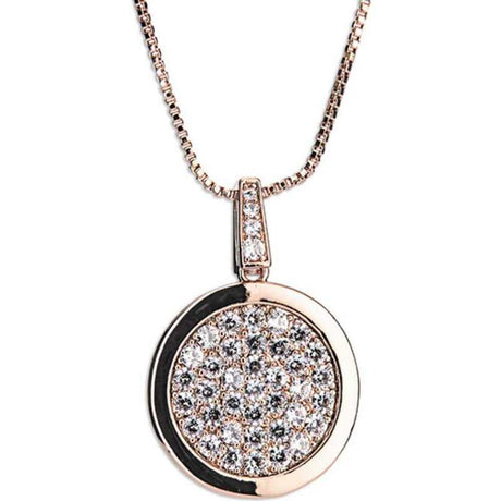 Newgrange Living Diamante Round Pendant & Earrings - Rose Gold