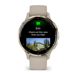 Garmin Venu 3S Soft Gold Stainless Steel Bezel Silicone Band - French Grey | 49-GAR-010-02785-02