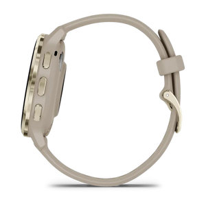 Garmin Venu 3S Soft Gold Stainless Steel Bezel Silicone Band - French Grey | 49-GAR-010-02785-02