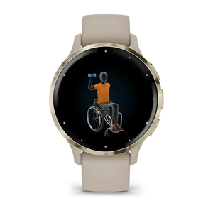 Garmin Venu 3S Soft Gold Stainless Steel Bezel Silicone Band - French Grey | 49-GAR-010-02785-02