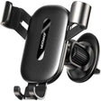 Joyroom universal phone car holder in black with silver metal arms and suction cup mount, featuring adjustable grips for secure smartphone positioning