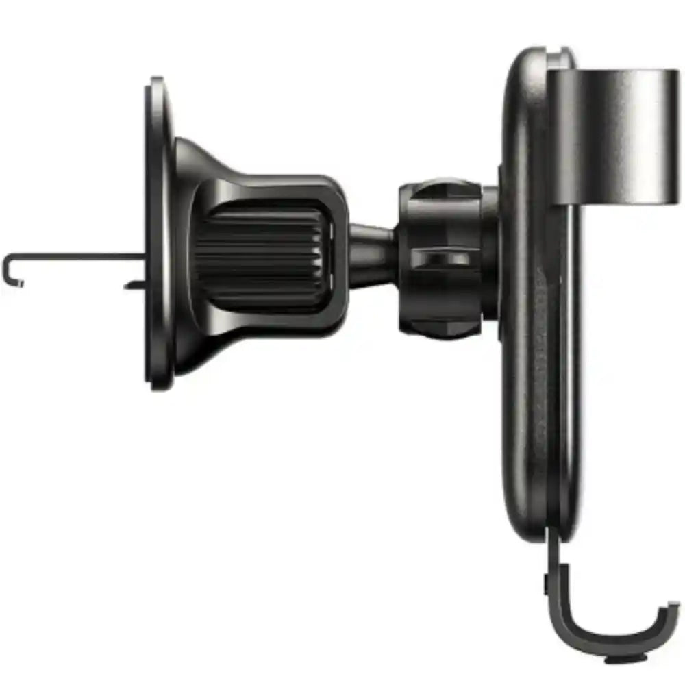 Joyroom HL-ZS392 universal black phone car holder with suction cup mount and adjustable grip arms shown from side angle