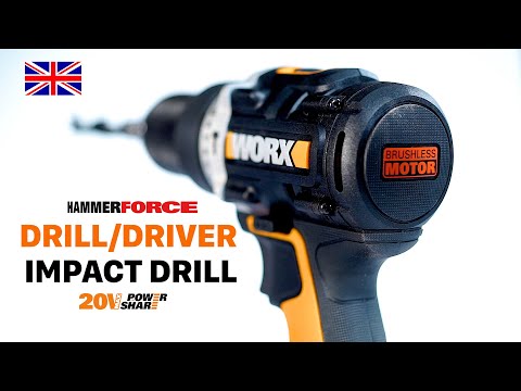 Worx Brushless Combi Hammer Drill 20v Kit 2 Batteries | WX352