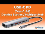 Manhattan USB C PD 7 in 1 4K Docking Station / Multiport Hub | 190442