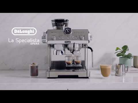 DeLonghi Bean to Cup Coffee Machine With La Specialista Opera Home Cafe Kit - Metal | EC9555.M +Kit