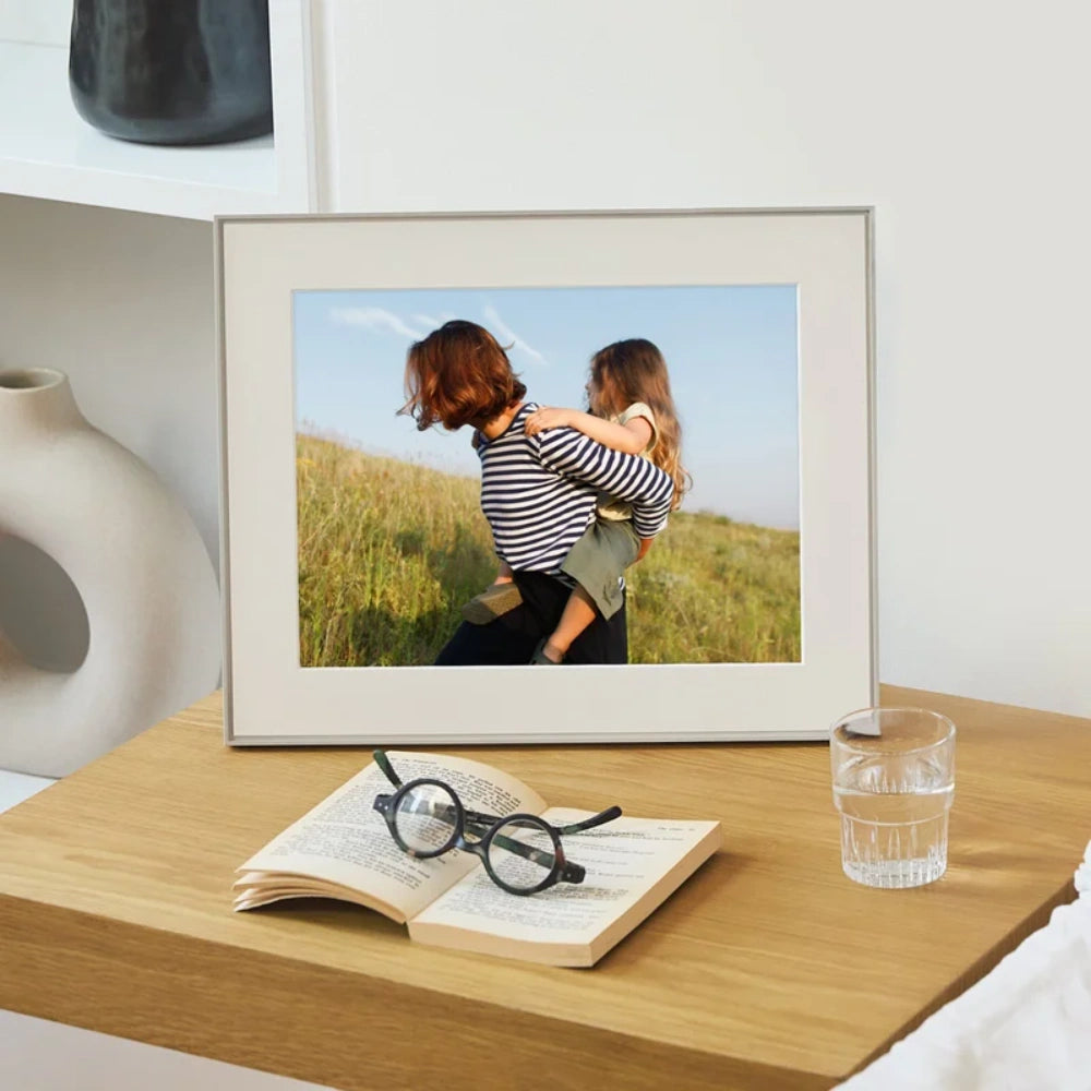 Aura Walden 15 Inch Digital Photo Picture Frame - Clay with Paper Mat | AF115-MWHT