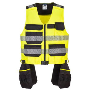 Portwest PW308 - PW3 Hi-Vis Class 1 Tool Vest - Yellow/Black - Large | PW308YBRL