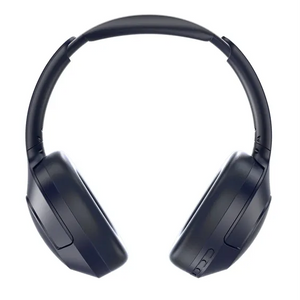 Red Bull Racing blue over-ear Bluetooth foldable headphones with dark navy ear cups and padded headband displayed against white background