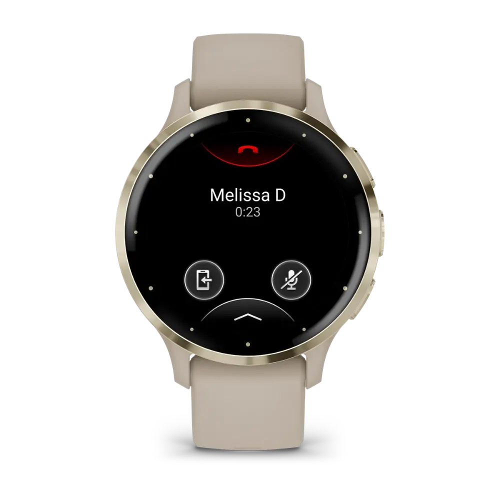 Garmin Venu 3S Soft Gold Stainless Steel Bezel Silicone Band - French Grey | 49-GAR-010-02785-02