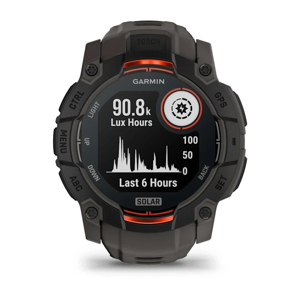 Garmin Instinct 3 50mm Smart Fitness Watch - Solar Black with Charcoal Silicone Band | 49-GAR-010-02935-00