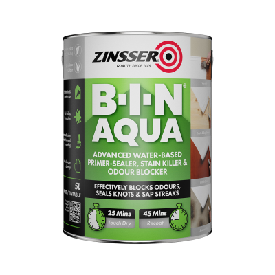 Zinesser BIN Aqua Stain Blocking Primer 5 Litre for Interior and Exterior Use | ZN615011