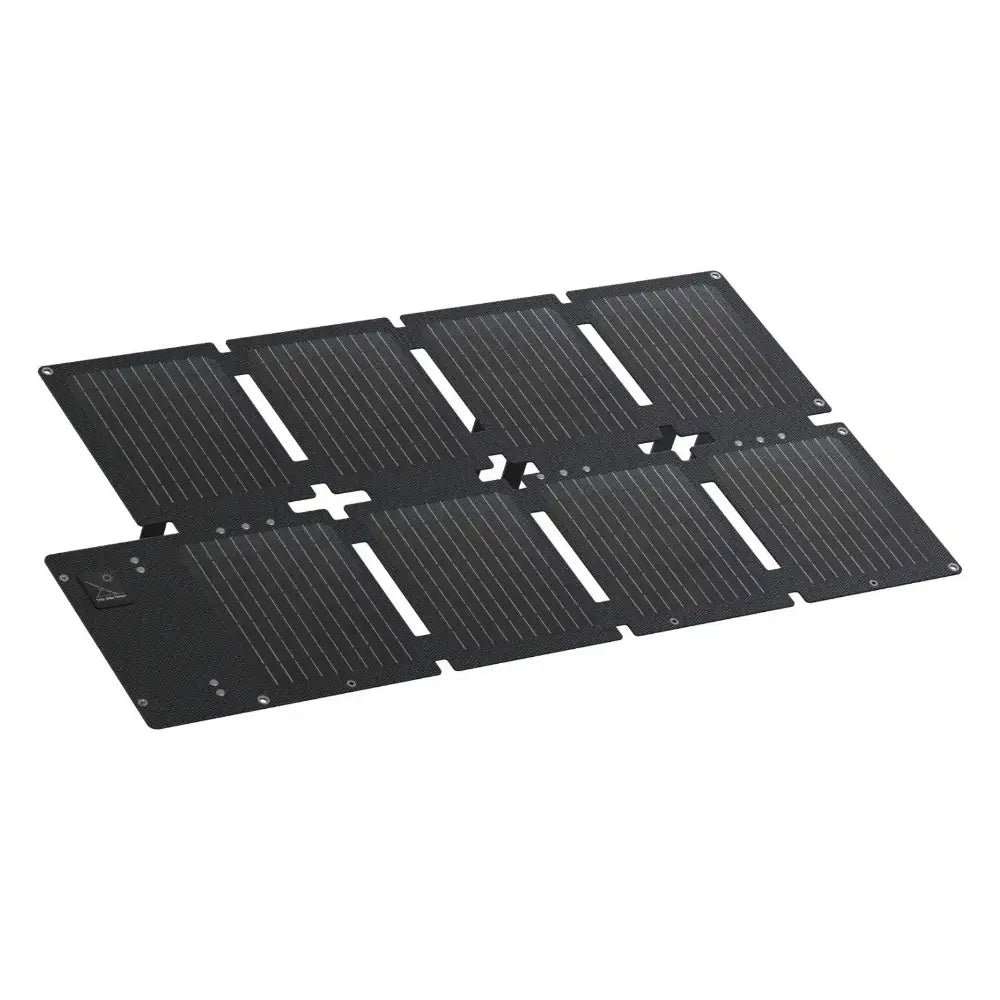 Anker SOLIX PS60 portable solar panel 60W foldable black with white vertical striping and connection ports displayed in open position